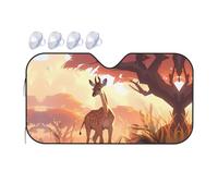 Medium Car Front Window Sun Shade - Heat Insulation Foldable/African Savannah Giraffe Calf Print Windshield Covers, for Auto Truck SUV