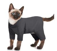 Medium Cat Pyjamas, Sphynx Clothes Cat Recovery Suit Male for Pets With Sensitive Skin(Dark Grey, M)