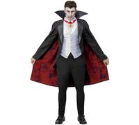 Smiffys Universal Monsters Dracula Costume, Childrens Jacket, Mock Waistcoat, Cape & Medallion, Official License Outfit with Fully Lined Cape & Pendant Detail, Perfect for Halloween & Themed Parties