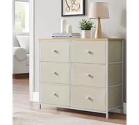 Medium Chest of Drawers with 6 Fabric Drawers Metal Frame SONGMICS Beige One Size