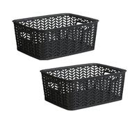 Medium Chevron Plastic Basket - Black - Pack of 2 - Keep Your Space Organised and Looking Stylish - Perfect for Storing All of Your Essentials While Adding a Modern Flair to Any Room