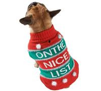 Medium Christmas Pet Jumper - On the Nice List - Give Your Pet a Pawsome Christmas - Perfect for Getting Your Furry Friend Into the Christtmas Spirit