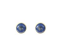 Medium Circle Gemstone Earrings Gold Lapis Lazuli