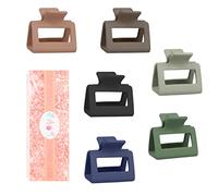 Medium Claw Hair Clips for Women Girls, 2" Matte Rectangle Small Hair Claw Clips for Thin/Medium Thick Hair, Cute Hair Jaw Clips Nonslip Clips - 6count(Cool color)
