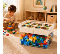 Medium Clear Plastic Craft Storage Box with Removable Tray and Compartments | Latching Buckles, Art Supplies Storage, Bead Organiser, Sewing Storage, Toy Storage