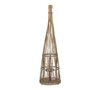 Medium Conical Wicker Lantern With Glass & Led Lights For Home & Retail