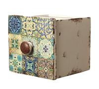 Medium Cream & Blue "Morocco" Style Drawer Shape Ceramic Planter/Pot 13x11x11cm