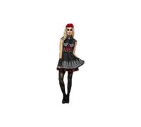 Smiffys Fever Day of the Dead Costume, Black with Dress, Attached Underskirt & Rose Headband, Fever Fancy Dress, Halloween Dress Up Costumes