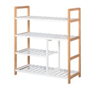 Medium-density fibreboard 4-Tier Slatted Shoe Rack White/Oak