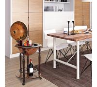 Medium-density fibreboard Retro Globe Shaped Wine Bottle Storage Cabinet Brown