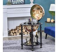 Medium-density fibreboard Tri-Compartment Retro Globe Drinks Cabinet Brown