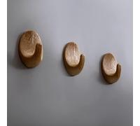 Medium Designer Hooks, Imitation Wood, Adhesive Wall Hooks, Heavy Duty, Holds up to 2.5kg, 3 Pack