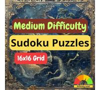 Medium Difficulty Sudoku Puzzles 16 x 16 Grid: Over 50 Sudoku Puzzles with One Puzzle Per Page, 6" x 6" Sudoku Puzzle Book for Teens and Adults, 16x16 Grid