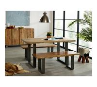 Medium Dining Set With 2 Benches Natural Essential Live Edge
