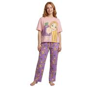 (Medium) Disney Rapunzel Short Sleeve Long Leg Pyjama Set (Womens Pink)