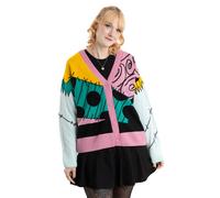 Disney The Nightmare Before Christmas Sally Womens Long Sleeve V Neck Cardigan | Multicoloured Button Front Design Movie Inspired Casual Wear Merch - Medium