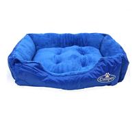 Medium Dog Bed in Blue Faux Fur Washable Deluxe Cushion