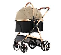 Medium Dog/Cat/Pet Stroller - Portable Foldable Aluminum Frame Travel Stroller for Dogs and Cats - Premium Champagne Pet Stroller