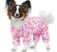 Medium Dog Onesie for Small Breeds - Cute Cozy 4-Leg Pajamas | Jumpsuit with Belly Wrap,Protects Skin & Reduces Shedding,Soft Comfort Clothes for Daily Wear,Pink