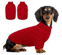 Medium Dog Sweater - Thick Warm Knitwear for Medium Dogs - Christmas Sweaters for Boys and Girls - Cozy Pet Clothes for French Bulldogs and Boston Terriers (M) (red)