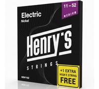 Medium Electric Guitar Strings 11-52 - Nickel-Plated Steel Strings | Stable Tuning, Powerful Tone, Extra E1-String, 3 Guitar Picks, 6-String Set