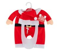 Medium Festive Red Santa Design Pet Costume Jumper with Harness/Lead Hole - Soft Acrylic Dog Christmas Sweater - Warm & Lightweight Holiday Outfit for Winter Walks & Seasonal Photos