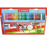 Stabilo 280/30-01 Power Fibre Tip Pen, Assorted Colours - Wallet of 30