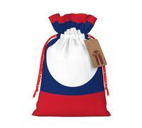 Medium Flag of Laos Print Christmas Drawstring Candy Bags, Reusable Fabric Sacks, Gift Bag for Xmas Holiday Present Wrap