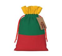 Medium Flag of Lithuania Print Christmas Drawstring Candy Bags, Reusable Fabric Sacks, Gift Bag for Xmas Holiday Present Wrap