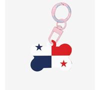 Medium Flag of Panama Print Acrylic Pet ID Tags, Personalized Dog and Cat Bone Shaped Sign, for Large and Small Pet Collar
