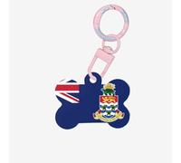 Medium Flag of The Cayman Islands Print Acrylic Pet ID Tags, Personalized Dog and Cat Bone Shaped Sign, for Large and Small Pet Collar