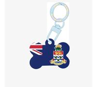 Medium Flag of The Cayman Islands Print Acrylic Pet ID Tags, Personalized Dog and Cat Bone Shaped Sign, for Large and Small Pet Collar