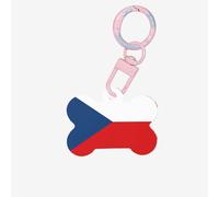 Medium Flag of The Czech Republic Print Acrylic Pet ID Tags, Personalized Dog and Cat Bone Shaped Sign, for Large and Small Pet Collar