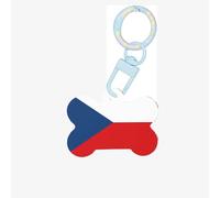 Medium Flag of The Czech Republic Print Acrylic Pet ID Tags, Personalized Dog and Cat Bone Shaped Sign, for Large and Small Pet Collar