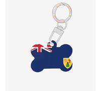 Medium Flag of The Turks and Caicos Islands Print Acrylic Pet ID Tags, Personalized Dog and Cat Bone Shaped Sign, for Large and Small Pet Collar