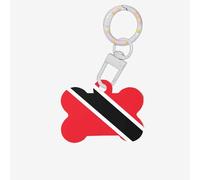 Medium Flag of Trinidad and Tobago Print Acrylic Pet ID Tags, Personalized Dog and Cat Bone Shaped Sign, for Large and Small Pet Collar