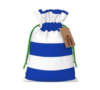 Medium Flag of Uruguay Print Christmas Drawstring Candy Bags, Reusable Fabric Sacks, Gift Bag for Xmas Holiday Present Wrap