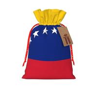 Medium Flag of Venezuela Print Christmas Drawstring Candy Bags, Reusable Fabric Sacks, Gift Bag for Xmas Holiday Present Wrap