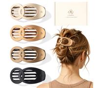 Medium Flat Hair Clips for Women, 4PCS Matte Claw Clips for Thick Thin Hair, French Duckbill Barrettes, Strong Hold for Driving, Lying Down, Yoga - Beige, Khaki, Brown, Black