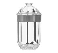 (Medium) Fluted Design Clear Acrylic Canister Silver Rim
