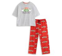 (Medium) Friends Short Sleeve Long Leg Pyjama Set (Womens Grey)