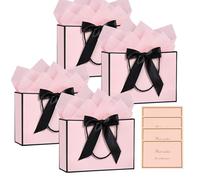 Medium Gift Bags for Present - 4 Pcs Birthday Gift Bag with 4 Wrappers and 2 Cards, Luxury Paper Bags with Handles for Girls Womens Wedding Baby Shower Bridesmaid Party