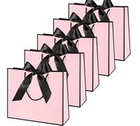Medium Gift Bags for Present, 5 Pcs Elegant Present Bags with Sturdy Handles, Pink Paper Bags with Handles, For Birthday, Wedding, Christmas Valentine's Day Gifts, Party Favor Bags for Women Girls