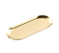 Medium Gold Finish Stainless Steel Tray, Multi-Use Decorative Organiser for Jewelry, Makeup, Tea Service, 23x9x1cm, Raised Anti-Slip Edge, 1 Pack