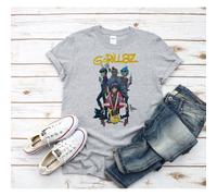 (Medium, Grey) Gorillaz Rock Band Men Women Unisex Top T Shirt