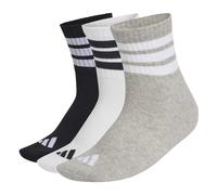adidas Unisex 3 STRIPES CUSHIONED SPORTSWEAR MID CUT SOCKS 3 PAIR PACK, medium grey heather/white/black, 8.5-10