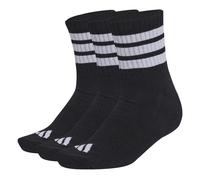 adidas Unisex 3 STRIPES CUSHIONED SPORTSWEAR MID CUT SOCKS 3 PAIR PACK, black/white/white, 2.5-4