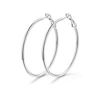 Medium Hoop Earrings for Women Stainless Steel Big Creole Statement Earrings 50mm