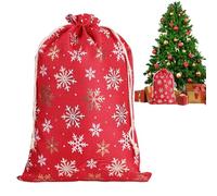Medium Jute Bags With Drawstring, Home Decoration With Gold Foil Drawstring - Christmas Treat Bags, For Birthday Home Parties New Year Adults Family Friends, Red, Se référer à la description