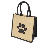 Medium Jute Black Trim Dog Paw Shopping Bag - 30 cm high x 30 cm Wide x 20 cm Depth